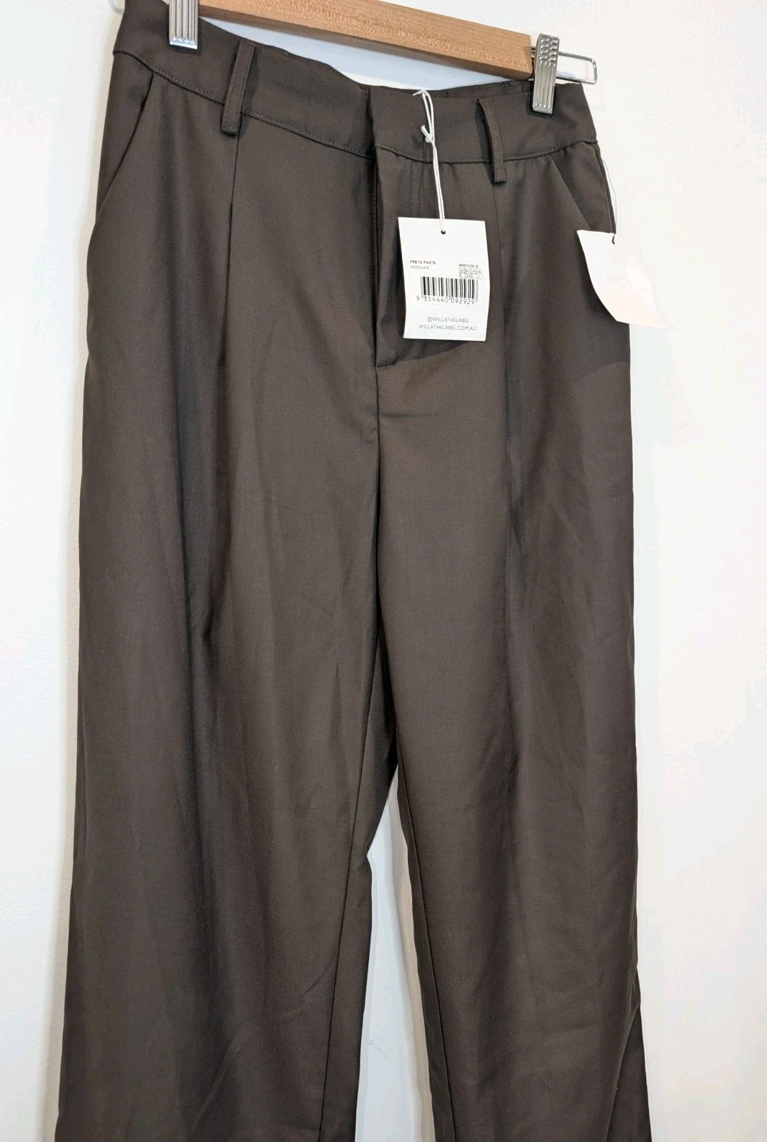 Willa The Label Pants Freya Chocolate Brown Womens Size AU 6 New Tags RRP $99.95