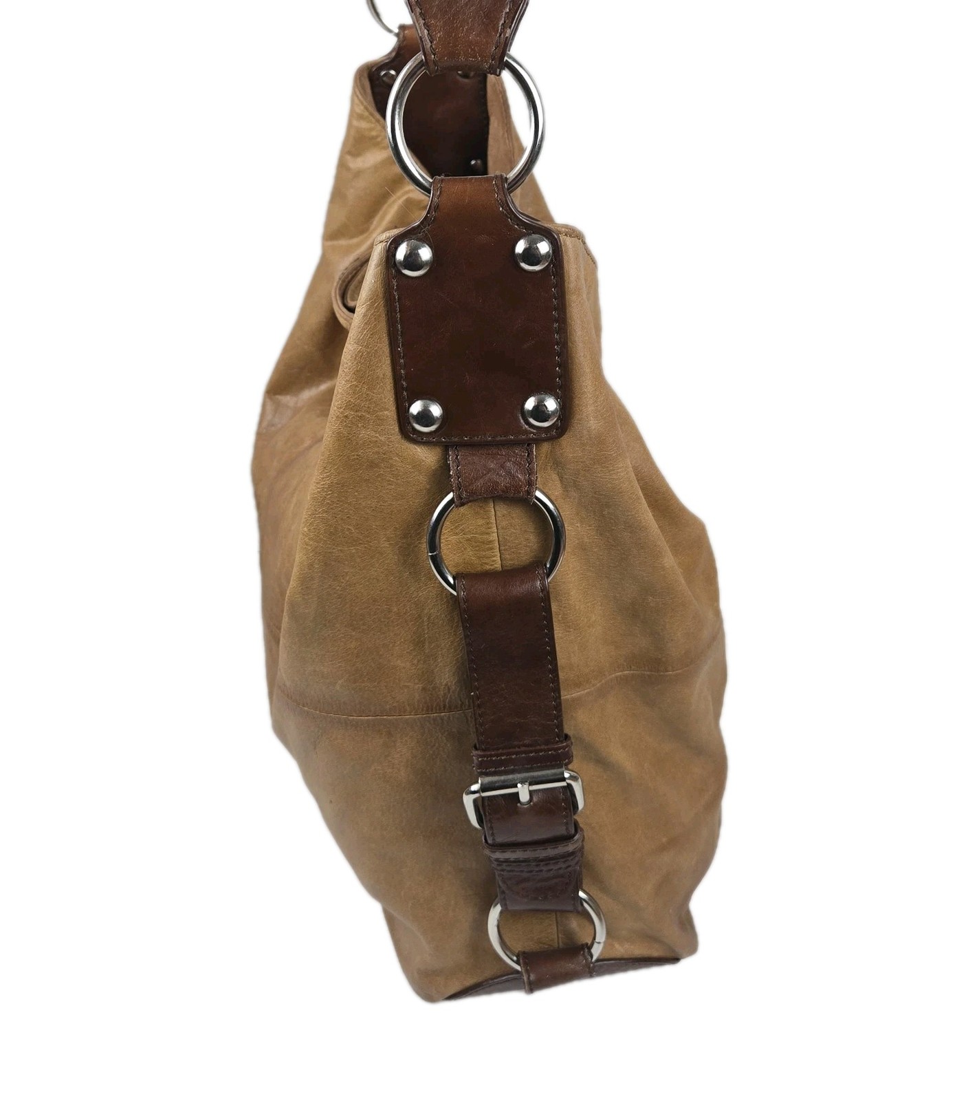 TANO Original Boogie Bucket Bag Camel Brown w Dark Brown Leather Straps READ