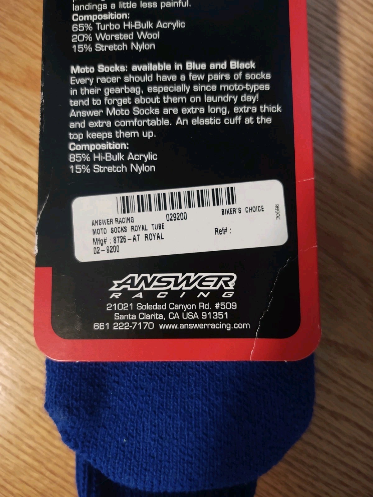 Answer Racing MOTO Dry Ride Blue Acrylic Blend Tube Socks – One Size