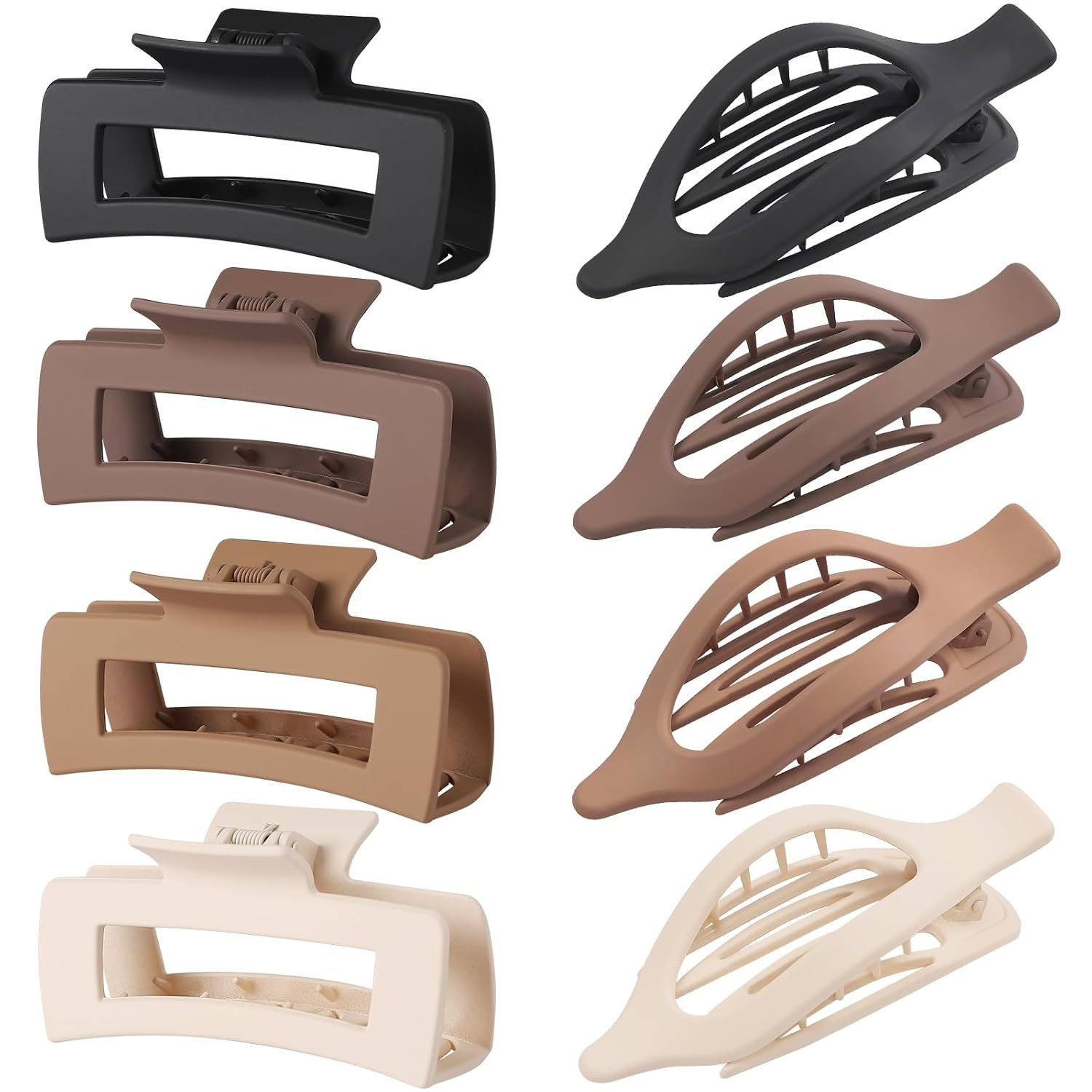 Hair Clips for Women 4.3 Inch Large Hair Claw Clips 8 pcs Square Claw Clips & Fl