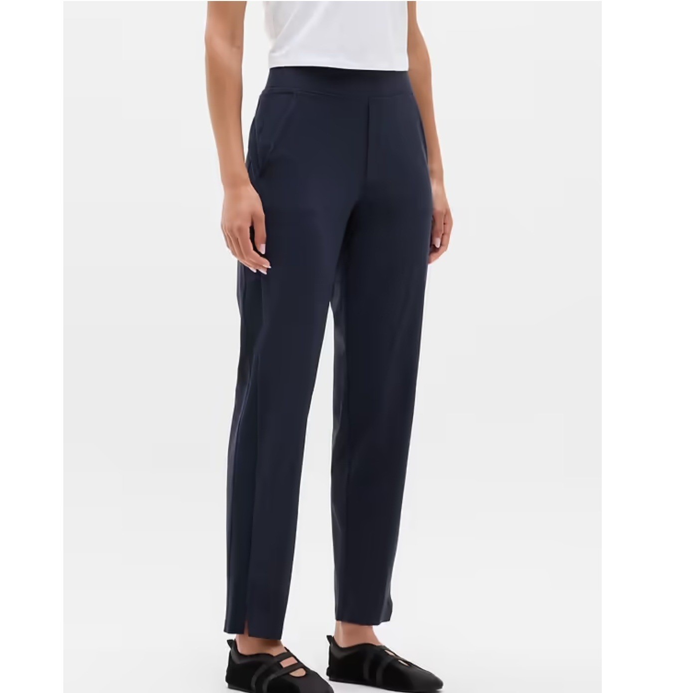 Athleta Brooklyn Ankle Pants Navy Blue High Rise Tapered Trousers Womens 10