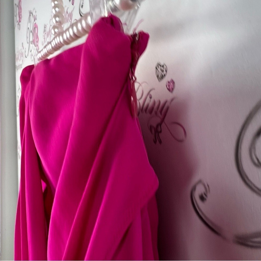 Adam Lippes silk strapless top or mini dress Vibrant Pink Asymmetrical draping