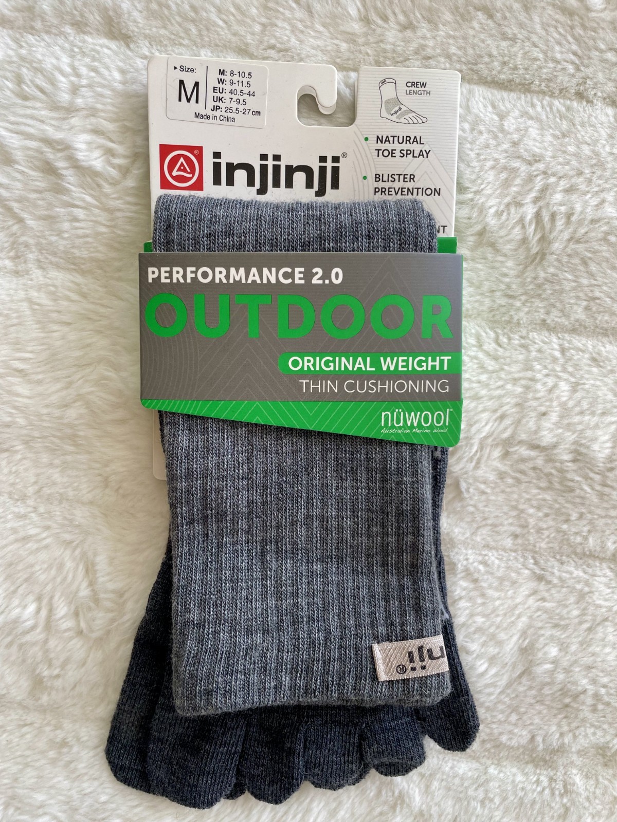 BRAND NEW injinji Thin Cushioning Toe Socks Men’s MEDIUM (US8-10.5)