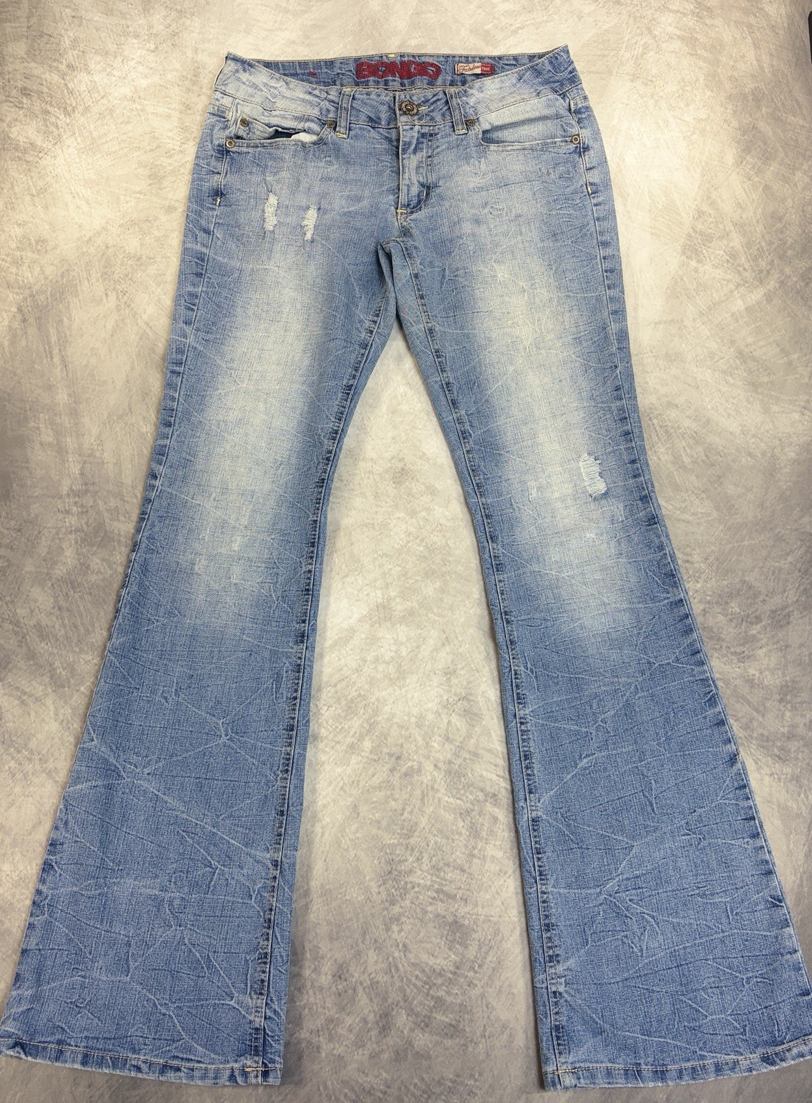 Y2K Vintage Bongo Fabulous Flare Jeans Juniors 5 Light Wash Low Rise