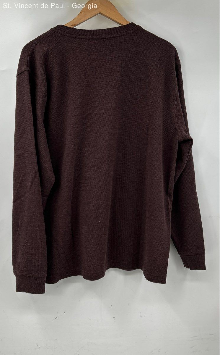 L.L. Bean Thermal Henley Shirt Men’s Large Brown Buttons