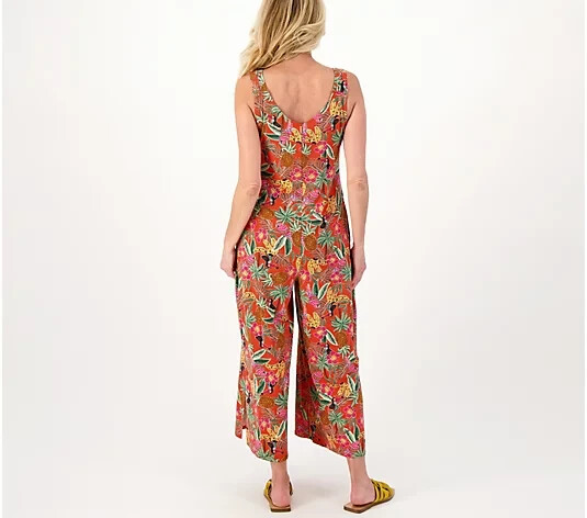 Cuddl Duds Regular Wide Leg Flexwear V-Neck Jumpsuit-Black-XL-NEW-A587647