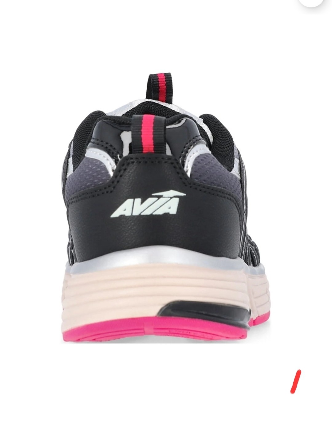 AVIA Low Top Lace-Up Athletic Sneaker Rubber Outsole Black/White with Pink