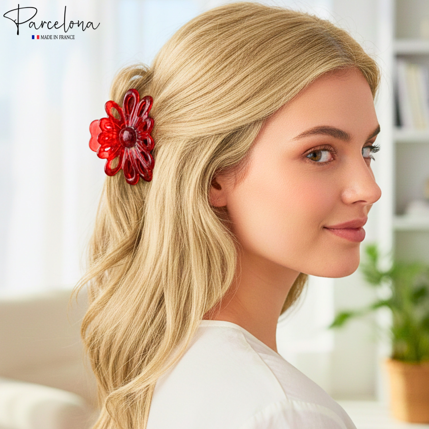 Parcelona French Plume Small Cellulose Jaw Hair Claw for Women and Girls