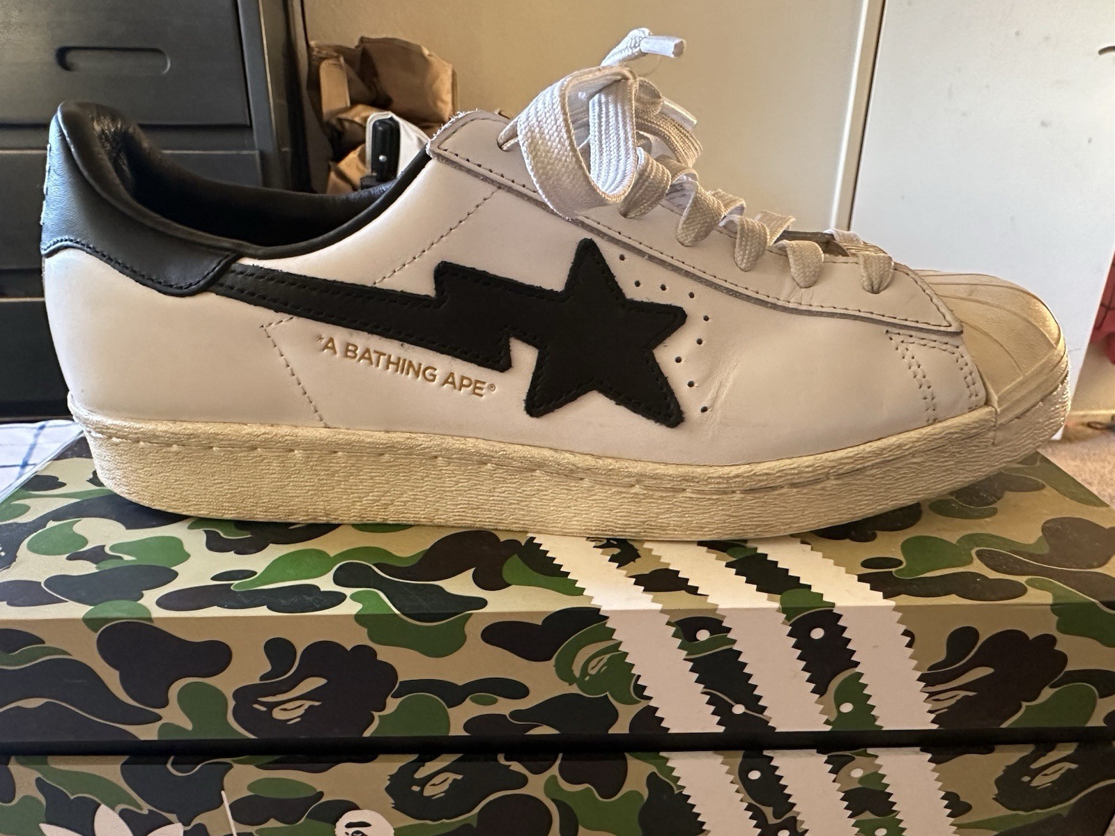 Adidas Superstar 80s men’s Bape White Black Size 9.5 Used