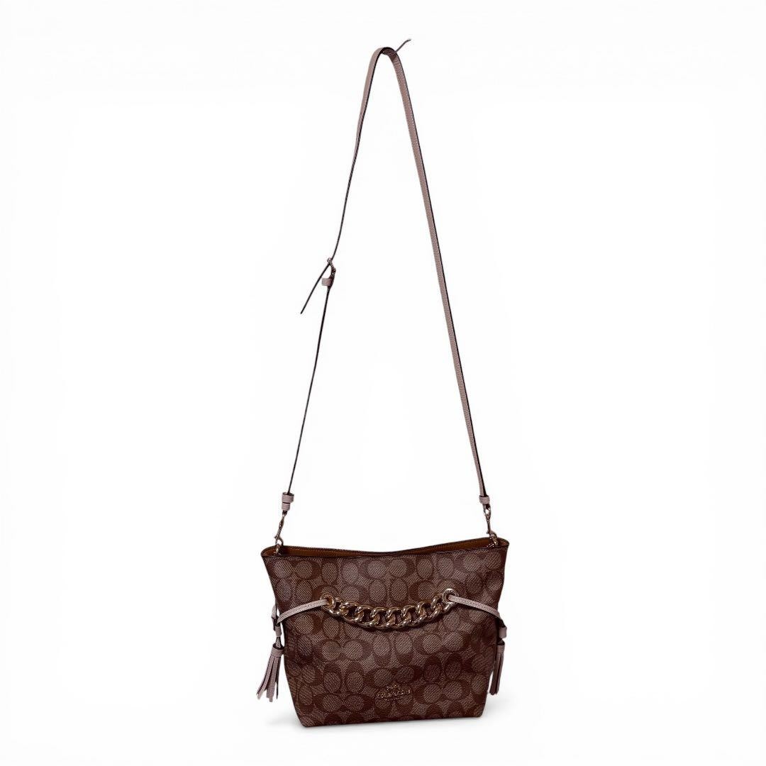 Coach Andy Tote Signature Canvas Leather Used Genuine Bag