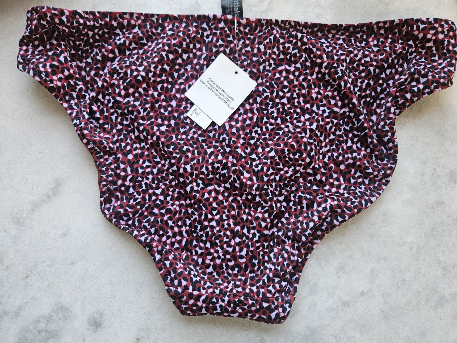 Essentials Red Leopard Print Bikini Swim Bottom UPF 50+ UV Protection L