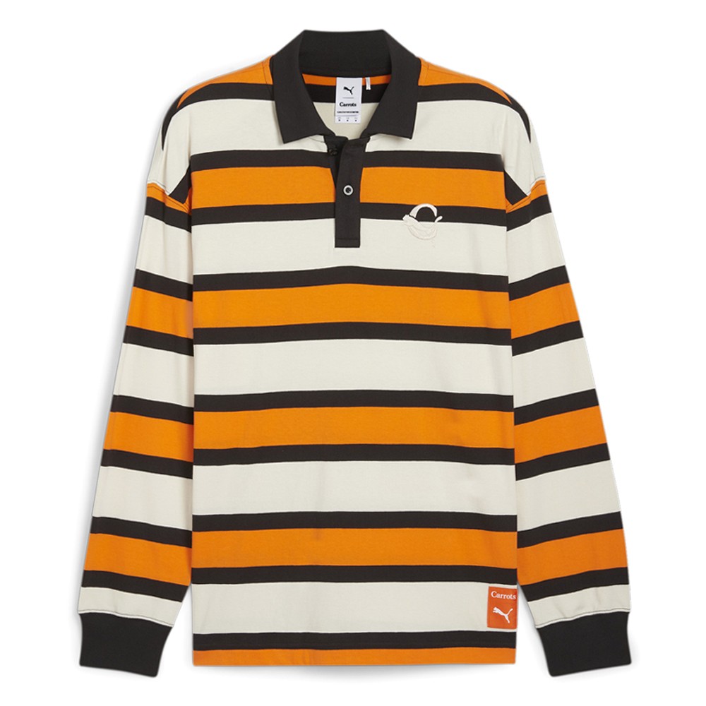 PUMA Carrots X Collared Long Sleeve Pullover Shirt Mens Orange, White Casual Top