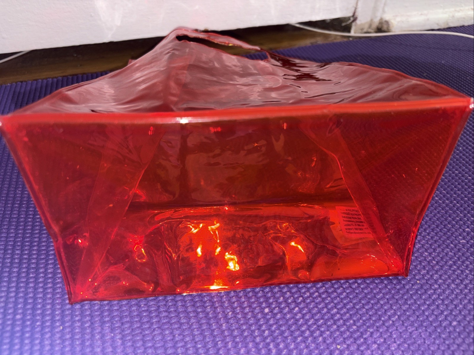 Clear Red Bath & Body Works Gift Bag 9 inches H x 7.5 Inches L x 4.5 Inches W
