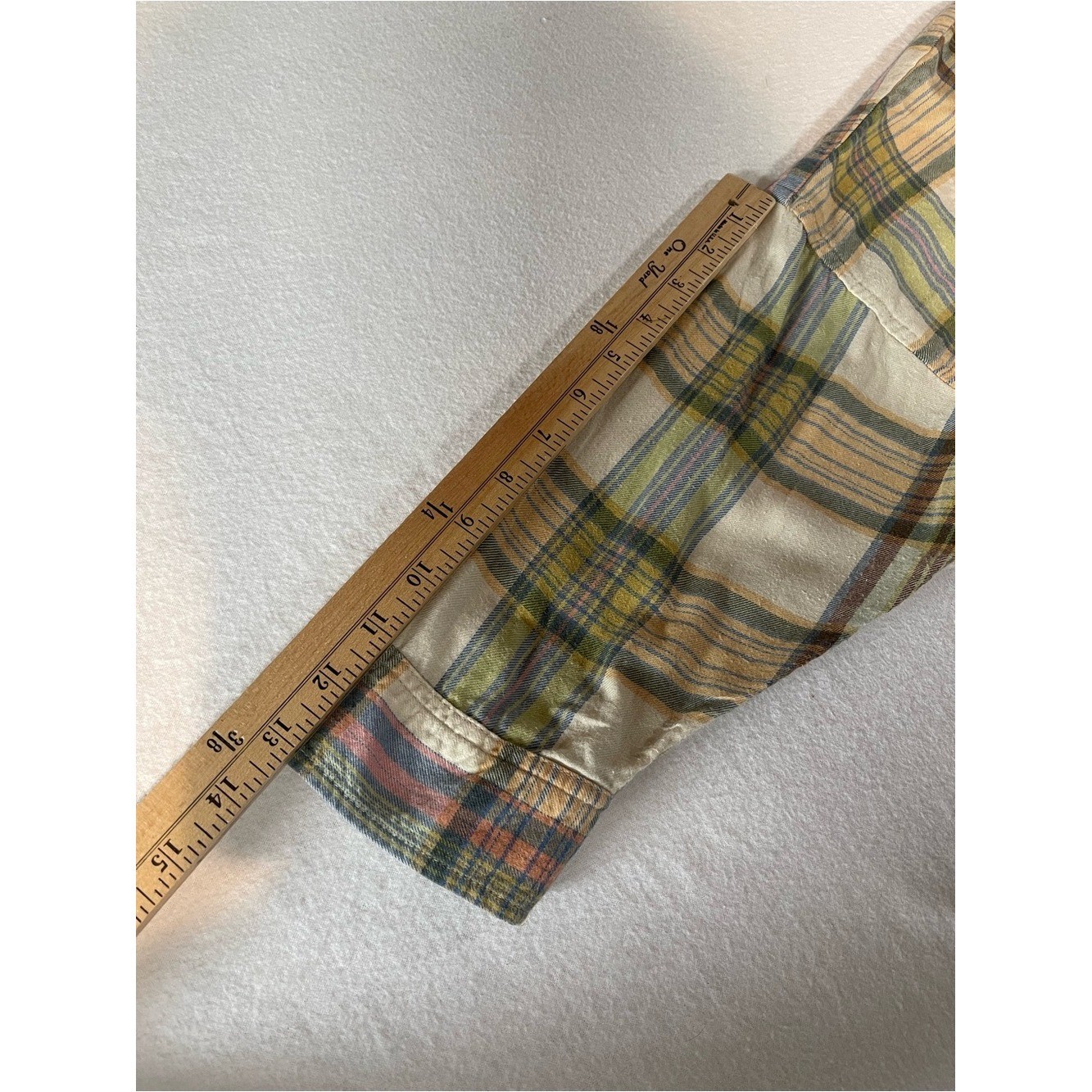 American Eagle Oversized Plaid Button-Up Shirt in Cream, Olive & Pink