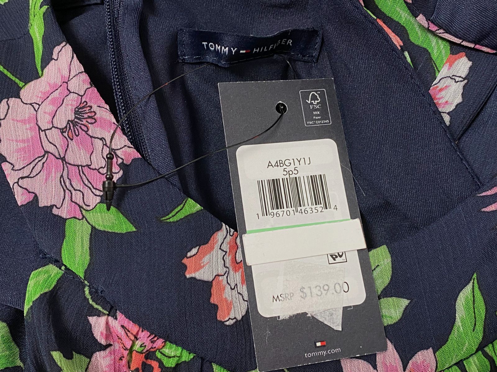 Tommy Hilfiger Women’s Blue Chiffon Floral Ruffled Halter A-Line Dress Size 8