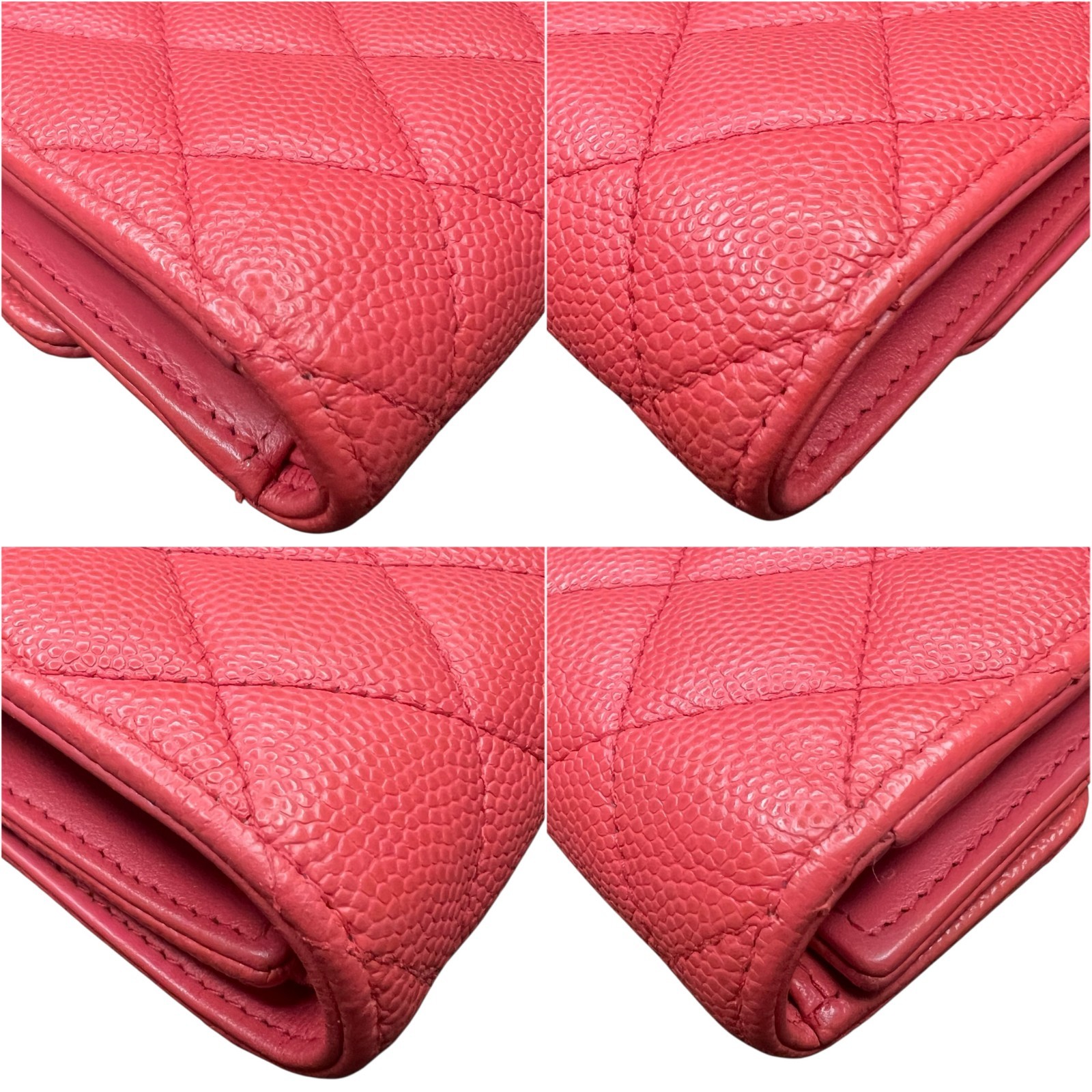 CHANEL Pink Caviar Skin Matelasse CC Logo Flap Tri-fold Small Flap Wallet