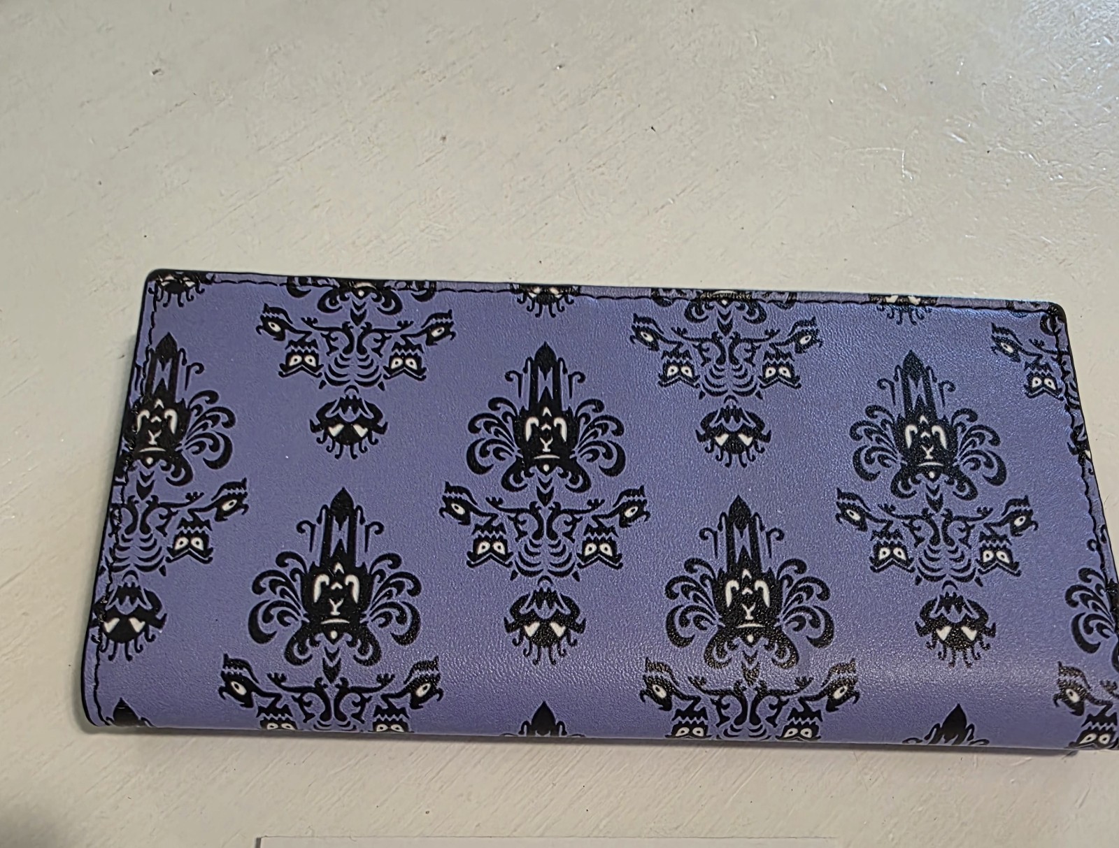 Women’s Purple & Black Damask Pattern Haunted Mansion Wallet