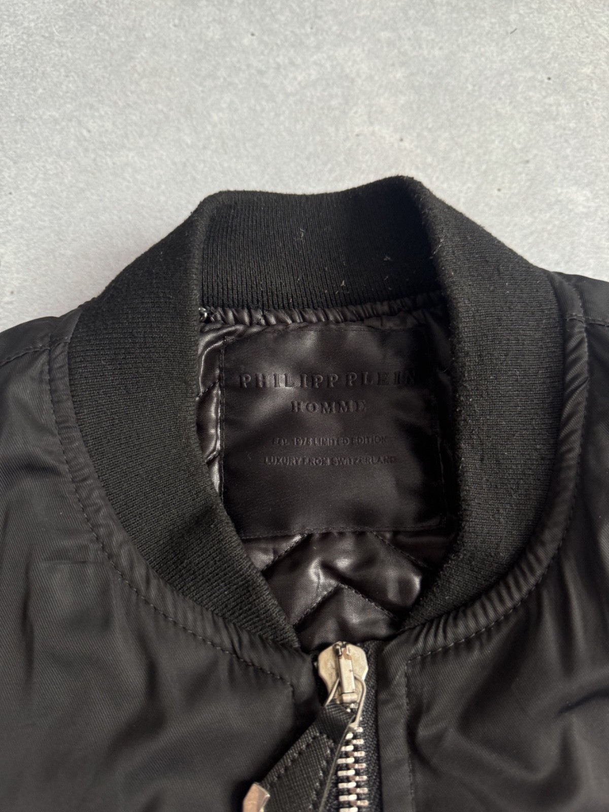 Philipp Plein Designer Men’s Skull Black Full Zip Bomber Jacket