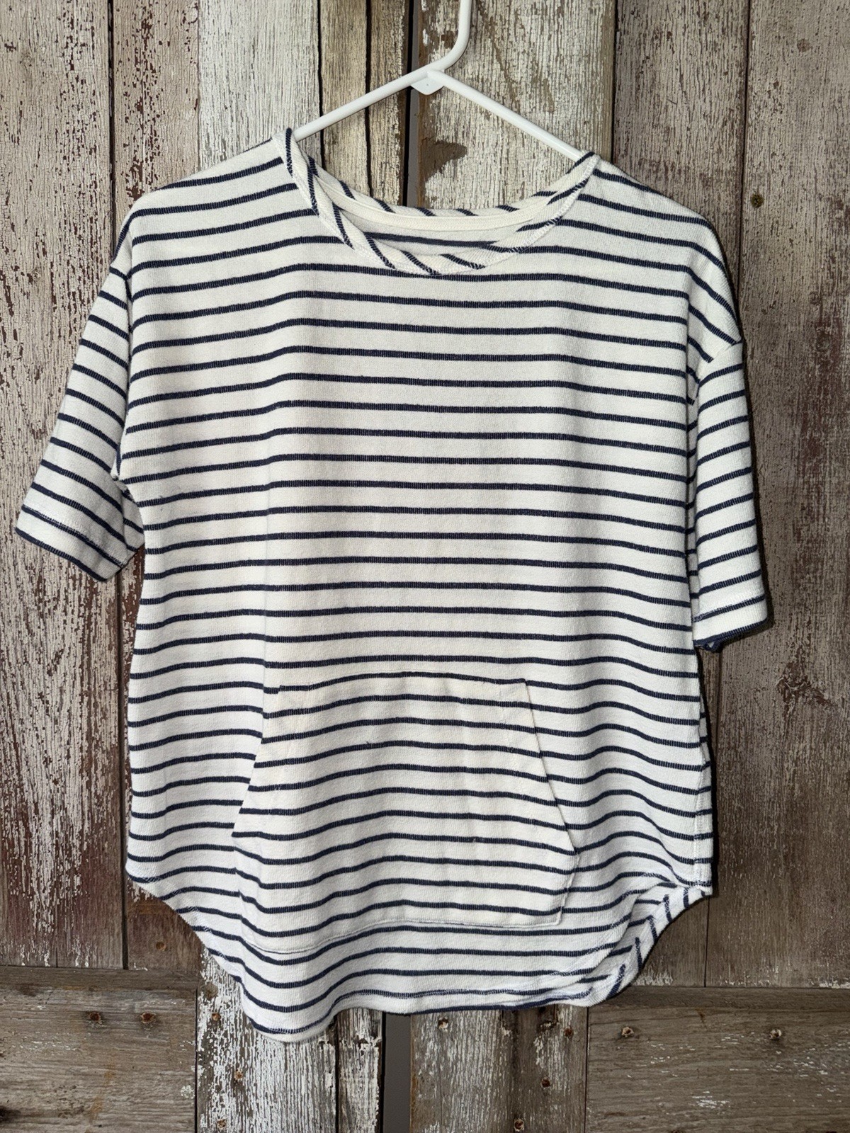 Koolaburra by UGG Women’s S White/Blue Striped Knit Crew Neck Short Sleeve Top