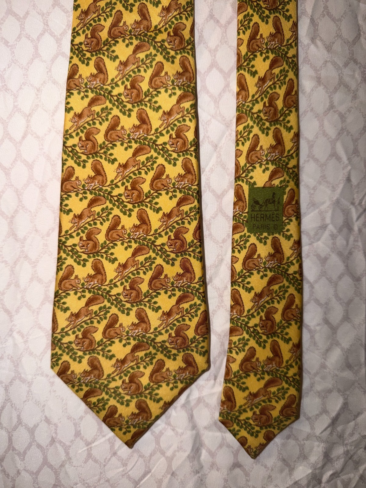 Yellow Hermes Squirrel Tie
