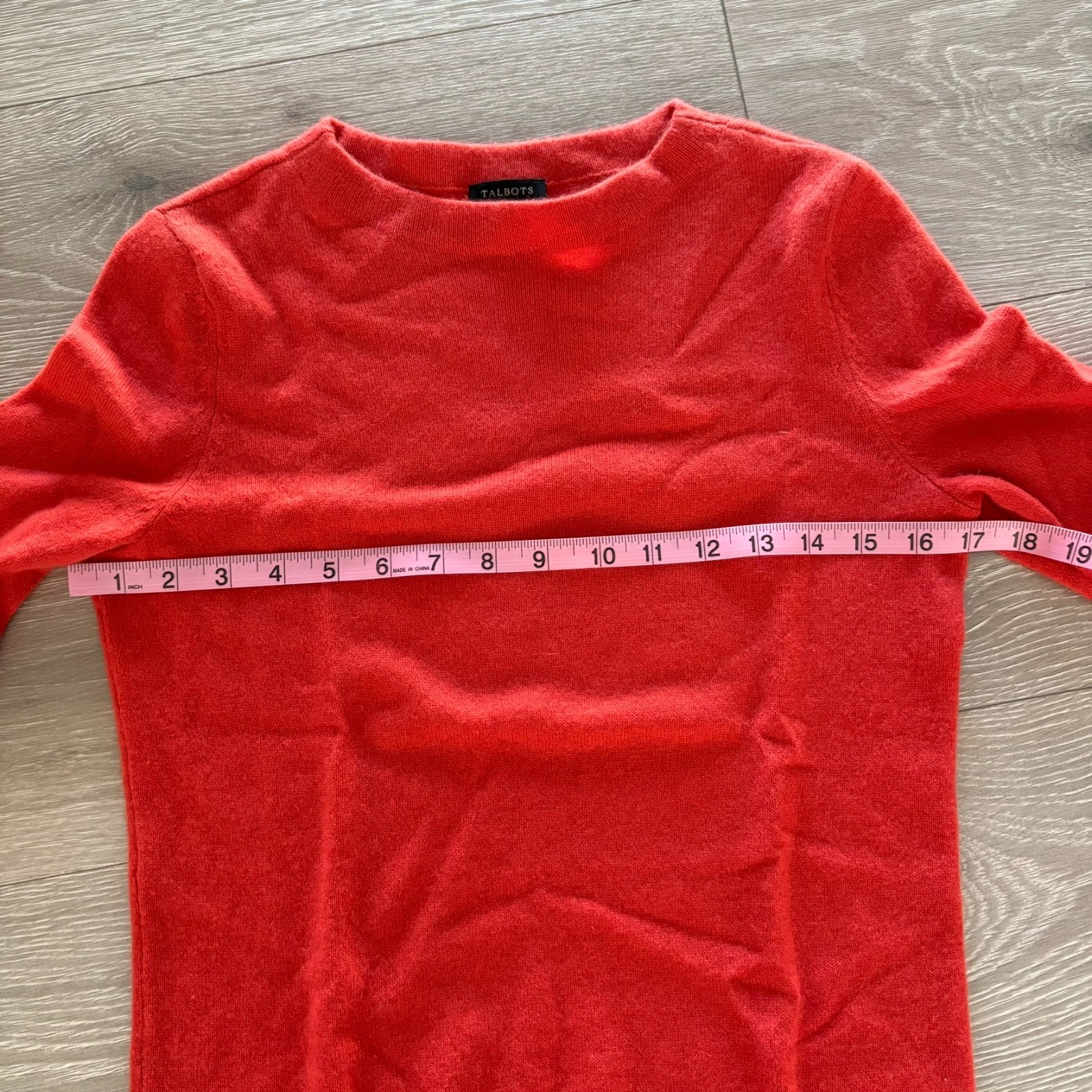 Talbots Audrey Womens Bright Red Tight-Knit 100 % Cashmere Pullover Sweater S
