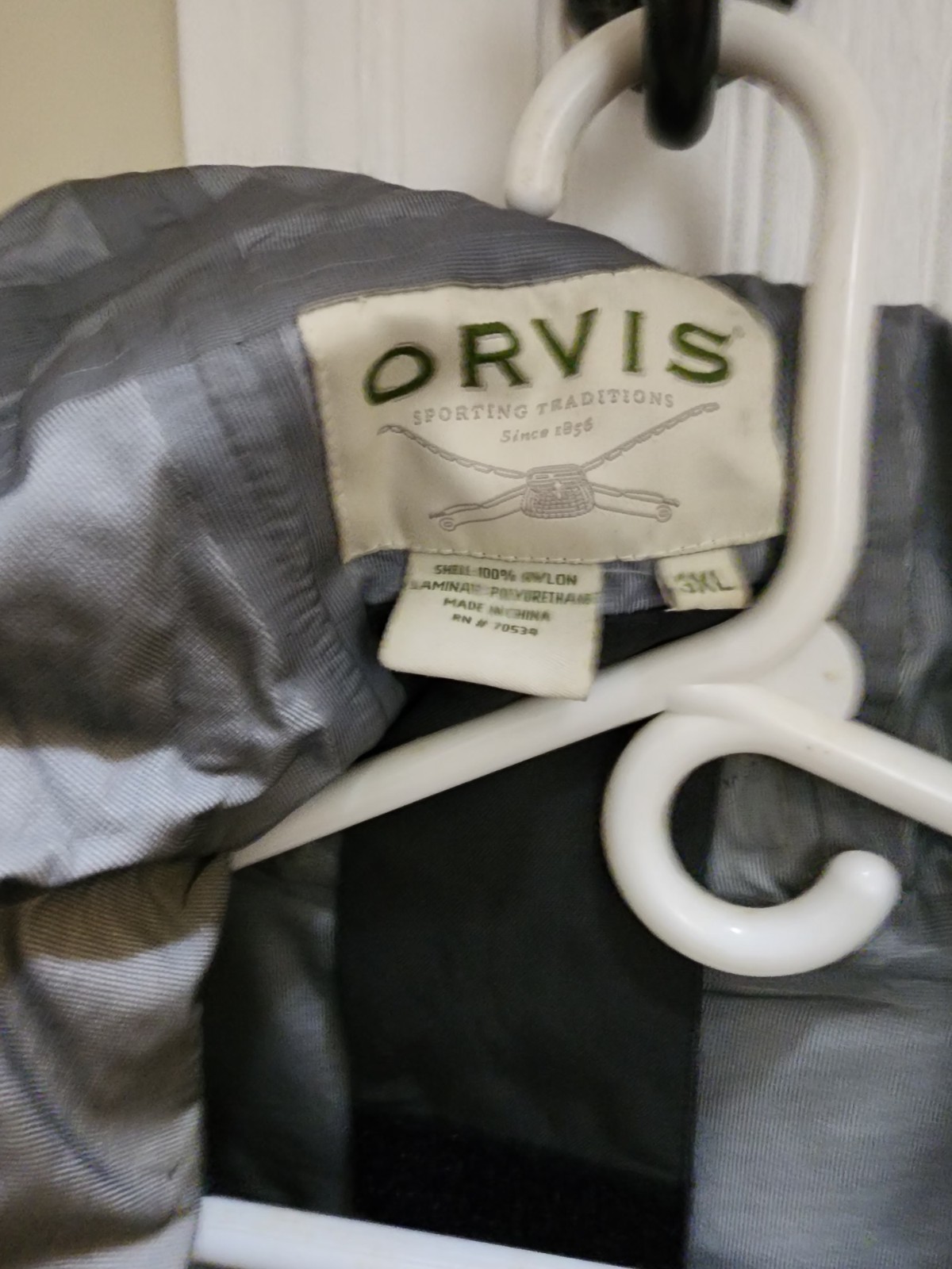 Orvis Men’s Gray Hooded Full Zip Wading Jacket, Size 3XL, Waist-Length