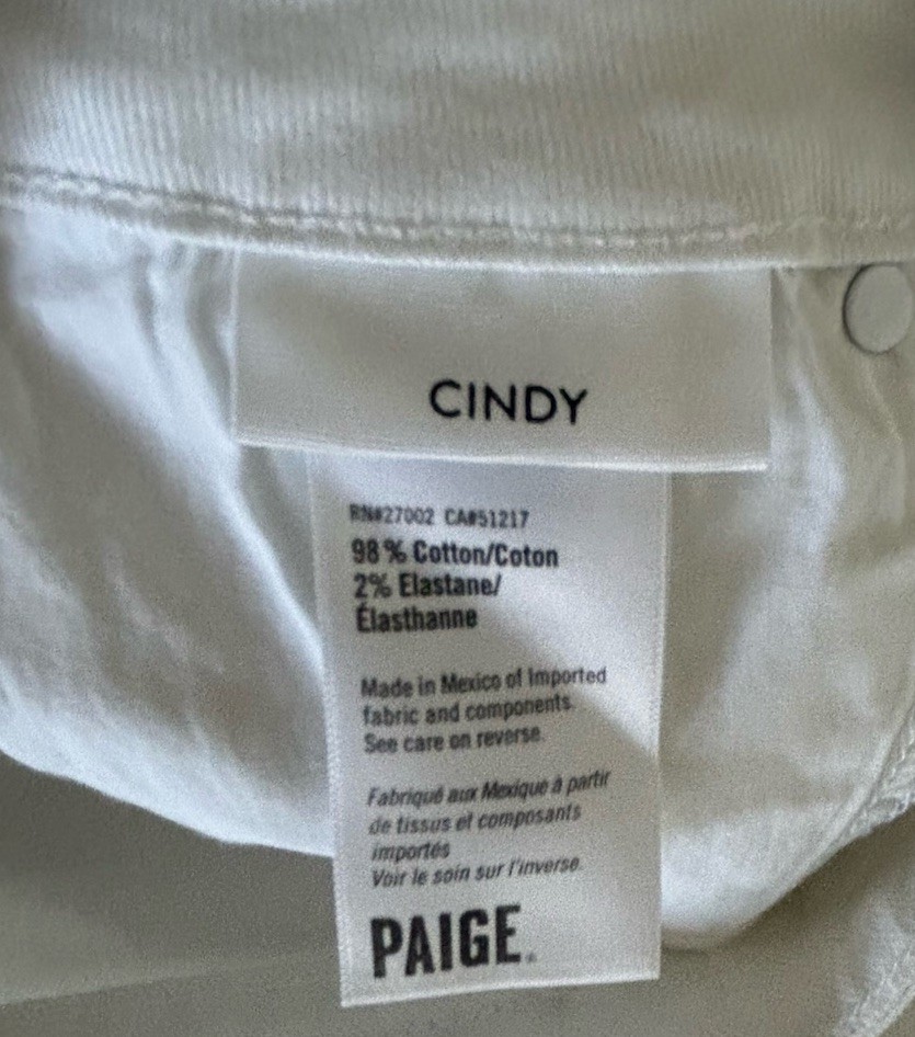 PAIGE Cindy Crisp White Blanc Exposed Button Fly Straight-Leg Jeans Size 25
