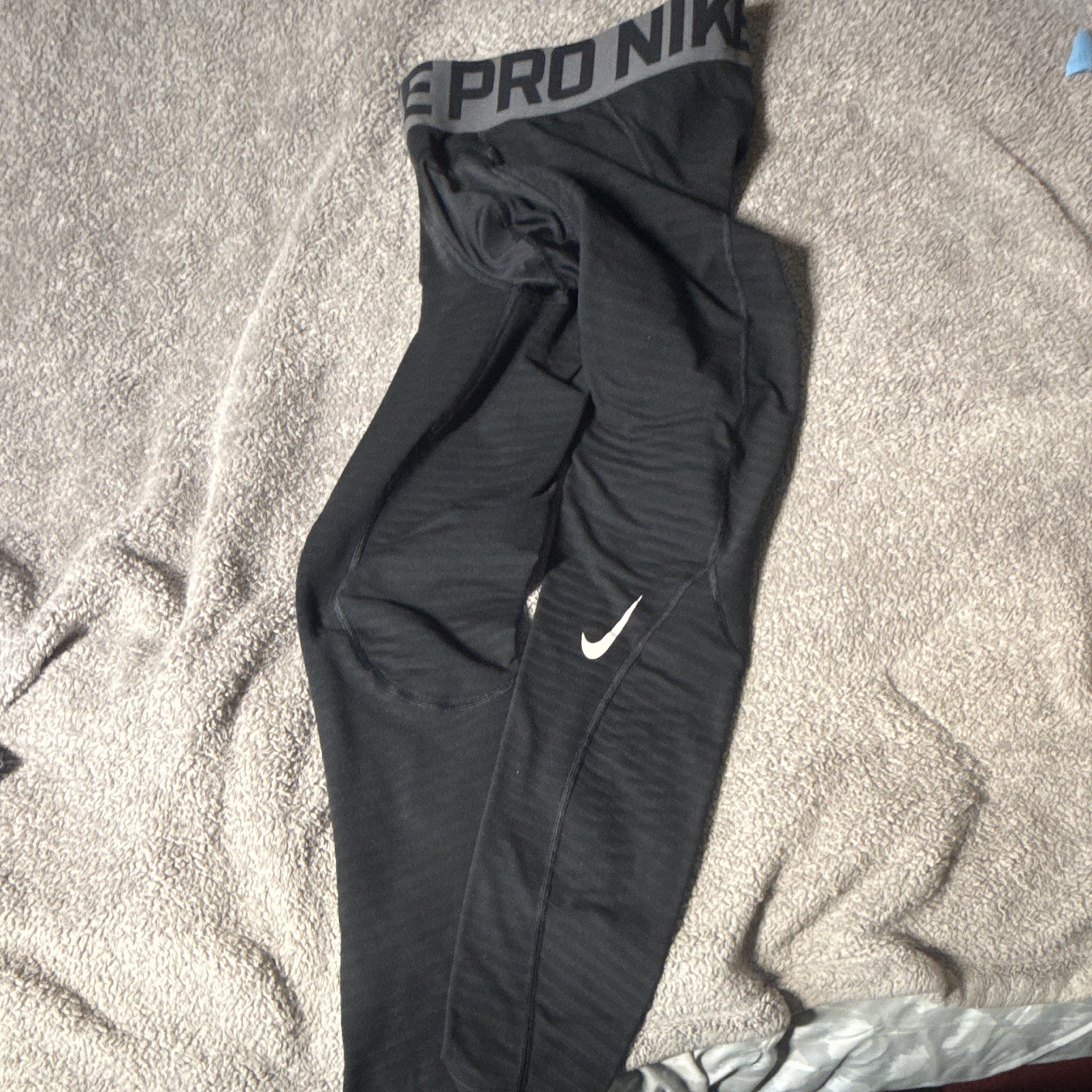 Nike Pro Men’s Compression Leggings Black/Gray M Stretch Gym Training