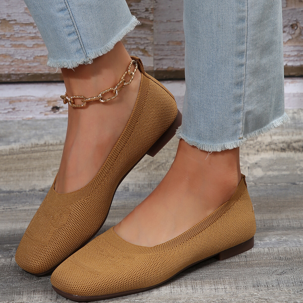 Womens Ballet Flats Comfortable Soft Casual Square Toe Slip-Ons Casual Shoes New
