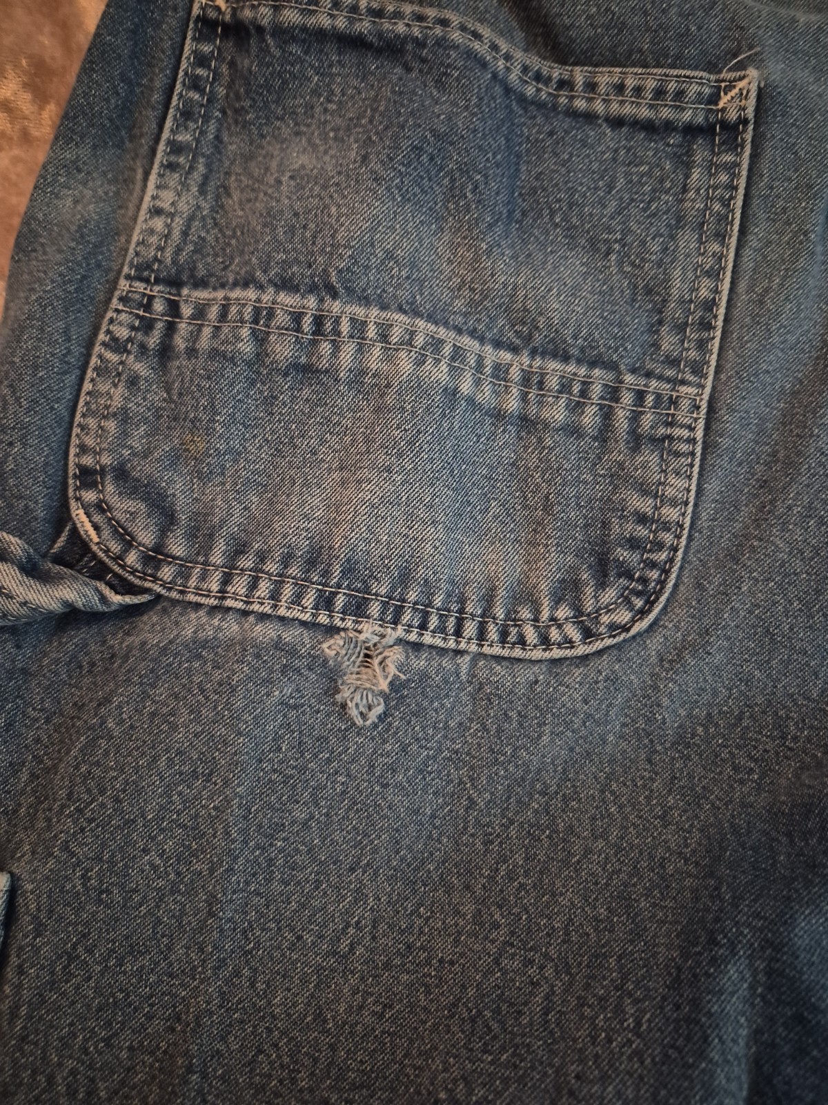 Carhartt Relaxed Fit Blue Denim Carpenter Jeans Mens Size 36×30 With Imperfectns