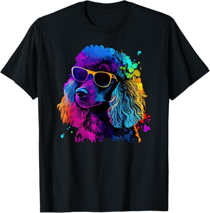 Poodle Pop Art Colorful Design Poodle Lovers T-Shirt