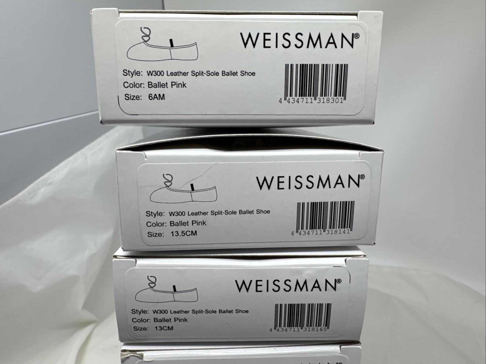 Weissman Ballet Pink Split Sole Leather Ballet Shoes Child, Youth, Adult Sz New