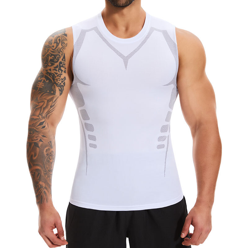 Men Compression Shirt Version Ionic Shaping Sleeveless Vest Tank Top S-2XL