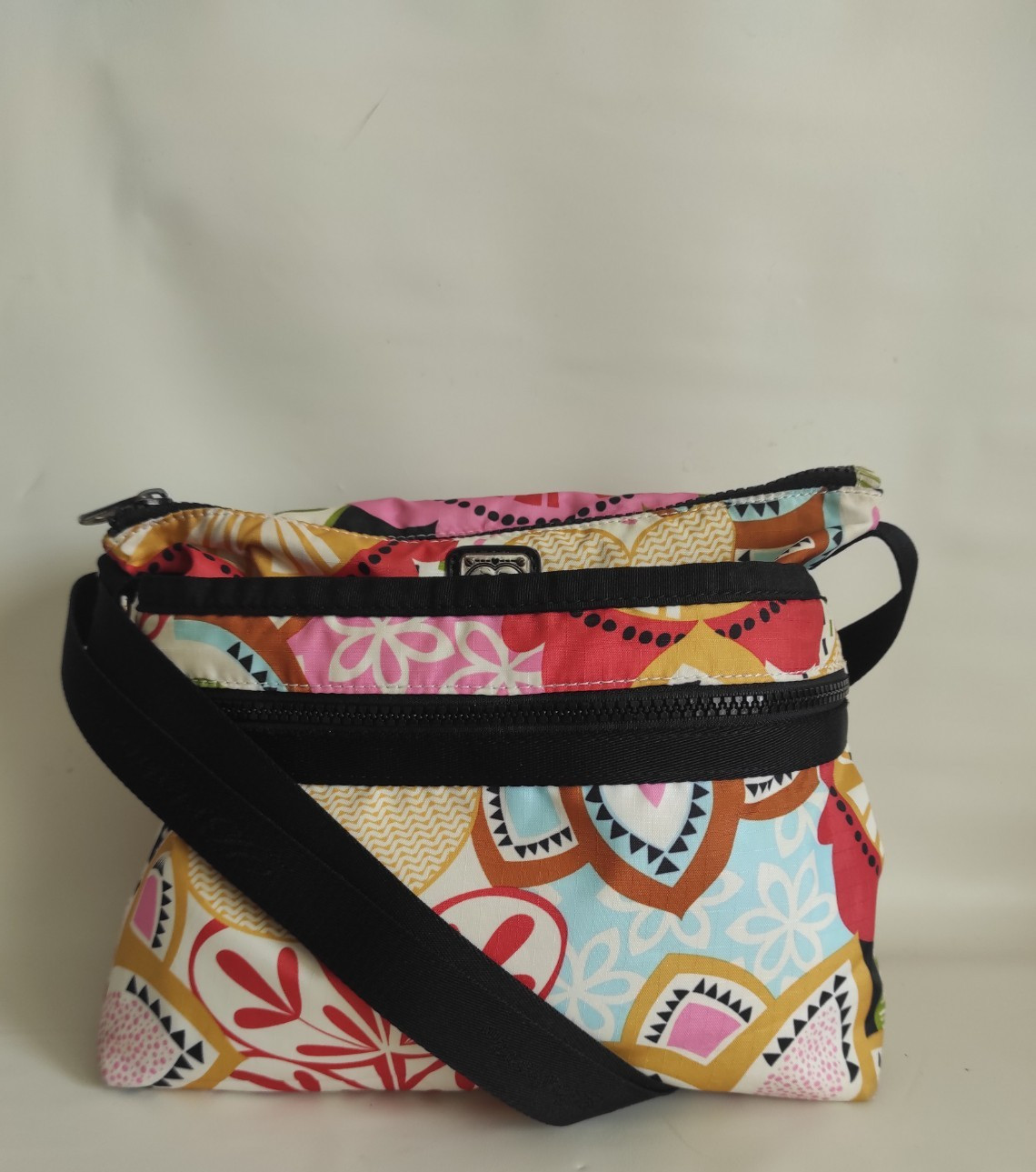 Brighton Pink Mod Retro Printed Fabric Shoulder Bag Lightweight, W 11″,H 9″,D 4″