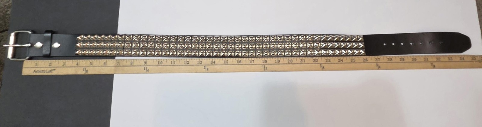 Funk Plus Belt Mens Small Black Leather Silver Studded Pyramid Punk Rock