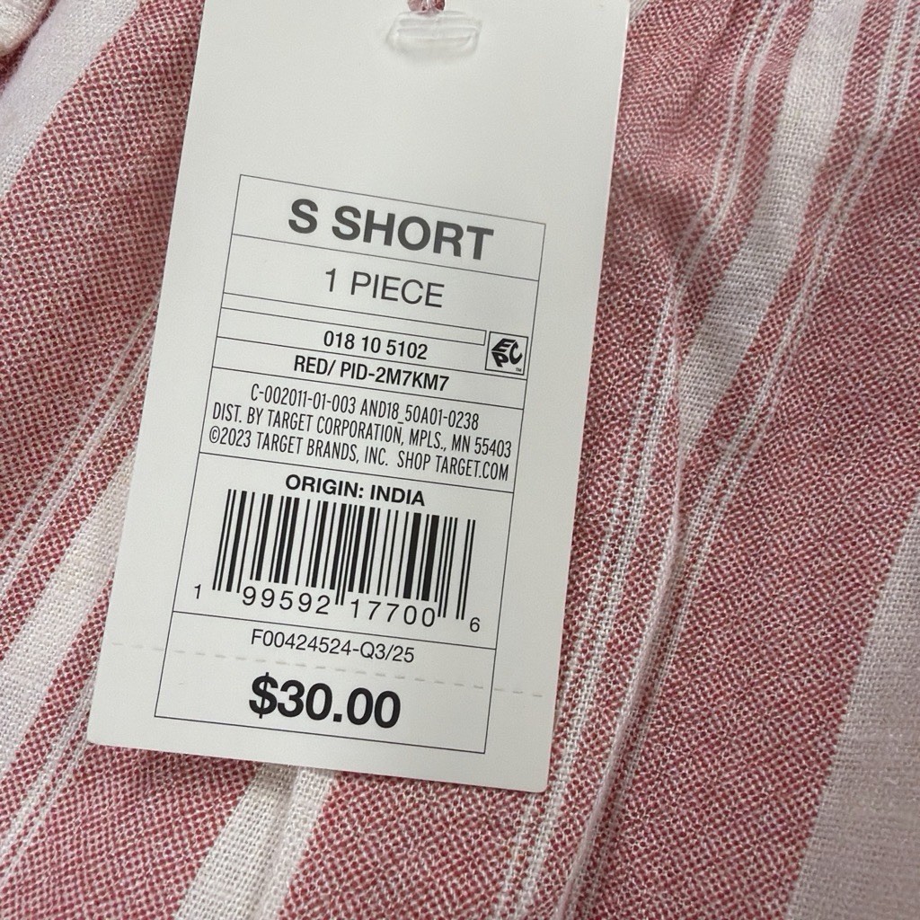 Target Women’s Red & White Striped Wide-Leg Pants, Elastic Waist, Size S Short