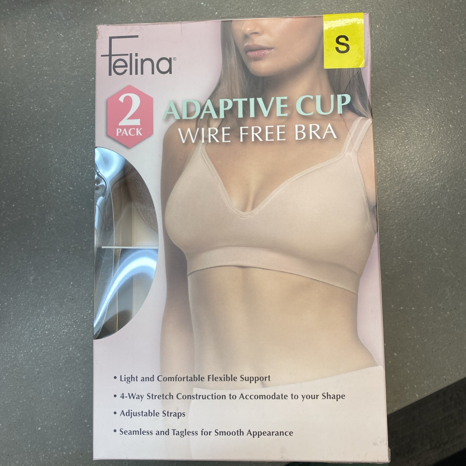 Felina Women’s 2-Pack Adaptive Cup Wire Free Bra, Black/Beige, Size S