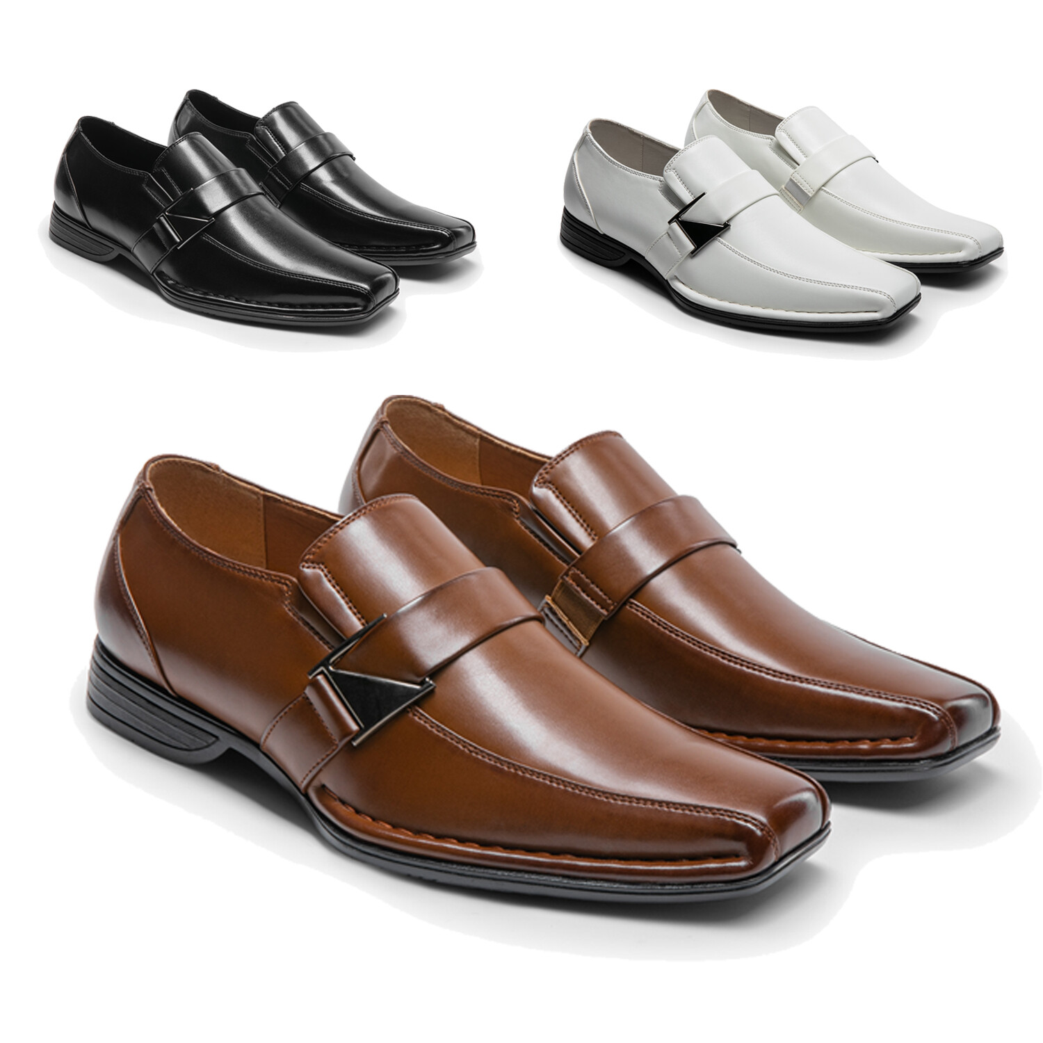 Men Dress Shoes Oxford Faux Leather Slip On Business Square Toe Loafer Shoes