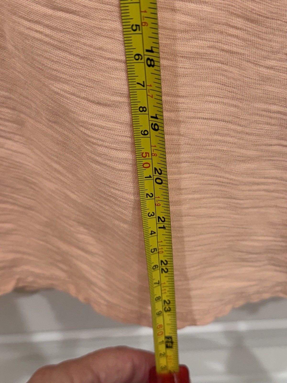 Old Navy M Blouse Peach Solid Knit Cotton V-Neck Tassel Tie 3/4 Bell Sleeve
