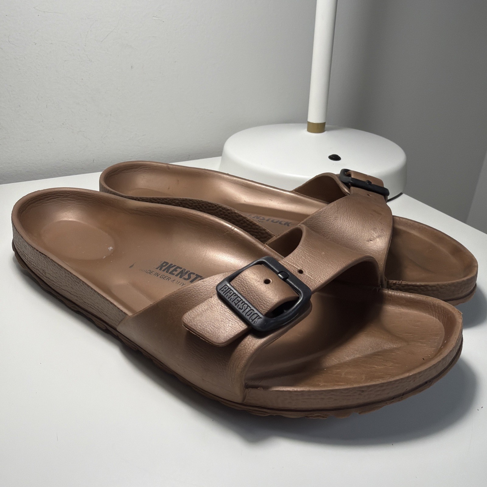 Birkenstock Madrid EVA Slide Sandals Copper Brown Size 40 9 Narrow Rubber