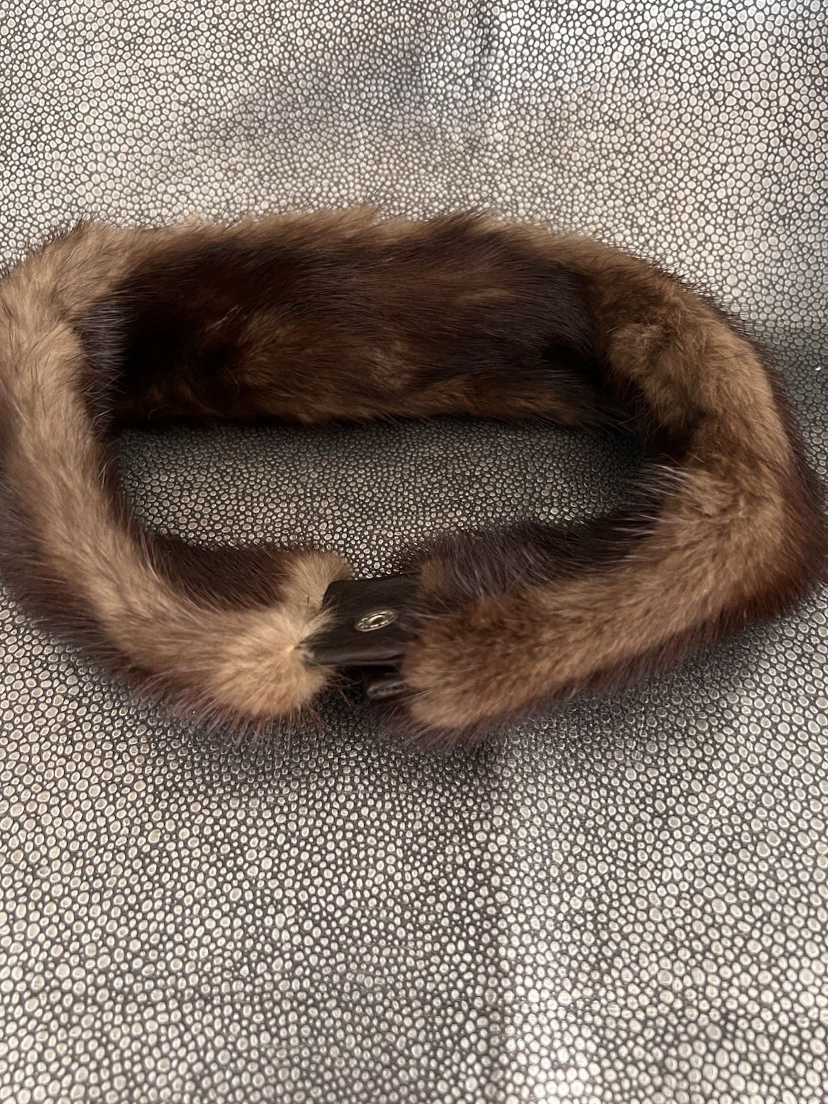 Classic Brown Mink Headband With Fur On The Inside And Snap In The Back