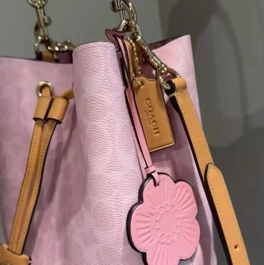 Coach CEA23 Rowan Bucket Bag In Signature Canvas Powder Pink Ships from US