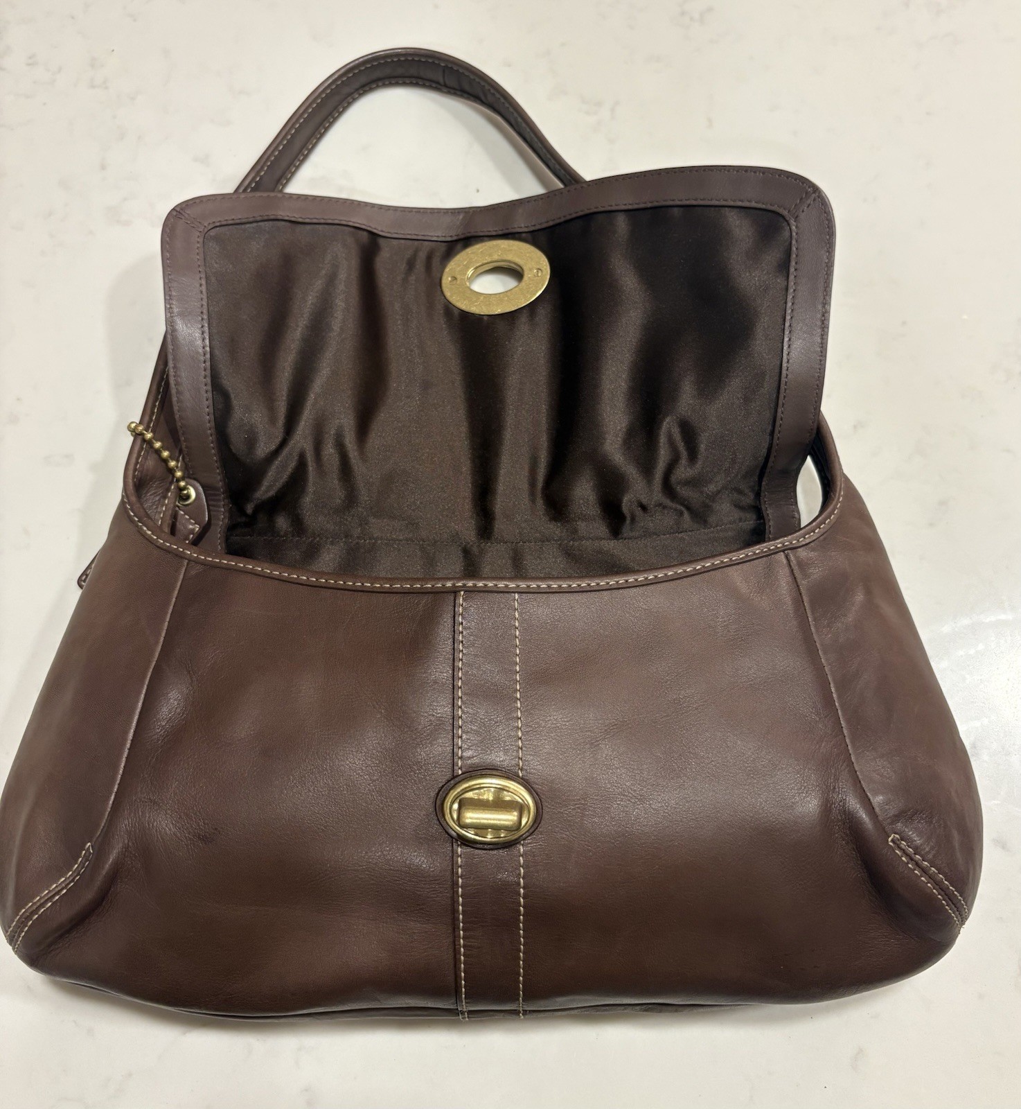 Coach Vintage Y2K Turn Lock Flap Ergo Chocolate Brown Calfskin Leather 11254 EUC