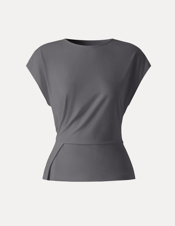 OGL Cooling Ponte Relaxed Round Neck Tucked Top, Battleship Grey – NEW