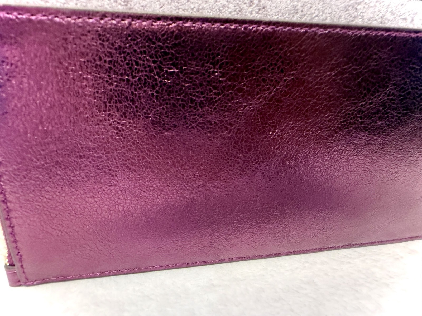 KATE SPADE NEW YORK DARK RASPBERRY METALLIC LEATHER M LUCY