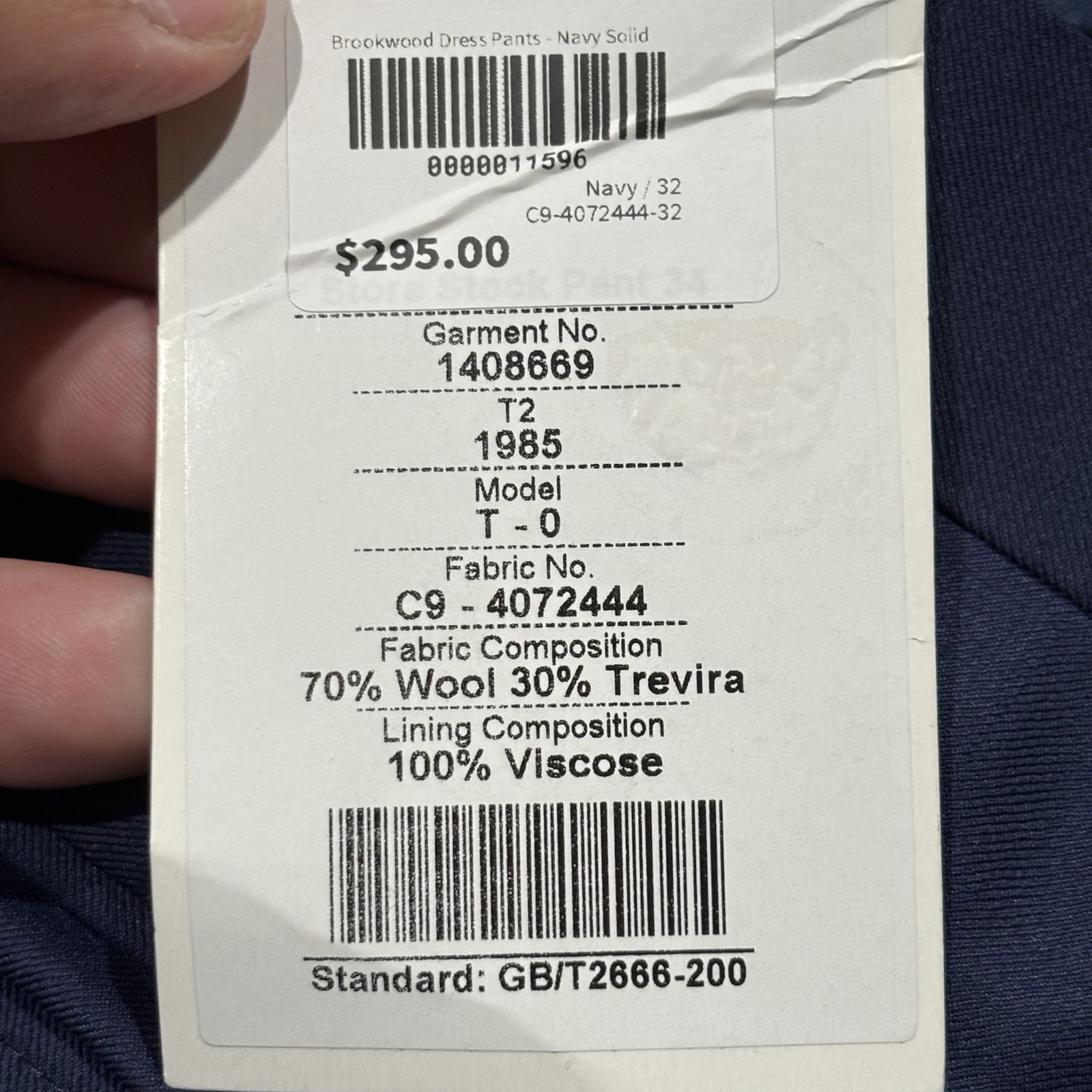 Brookwood navy trousers Saint Simons Island Wool/Trevira 34X37 Unaltered