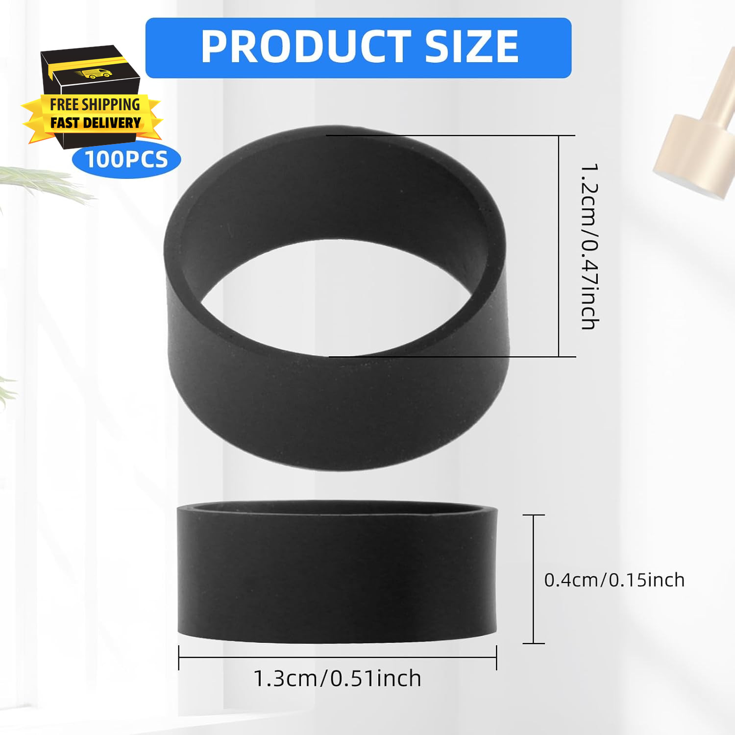 100 PCS Black Silicone Rubber Bands 0.5 Inch Small – Strong Heavy Duty Rubberban