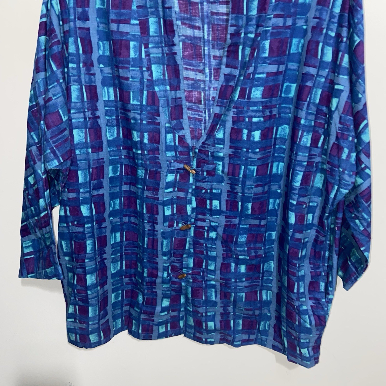 The Daily Planet Jacket Womens XL Vintage Artsy Boho Lagenlook Pockets Colorful