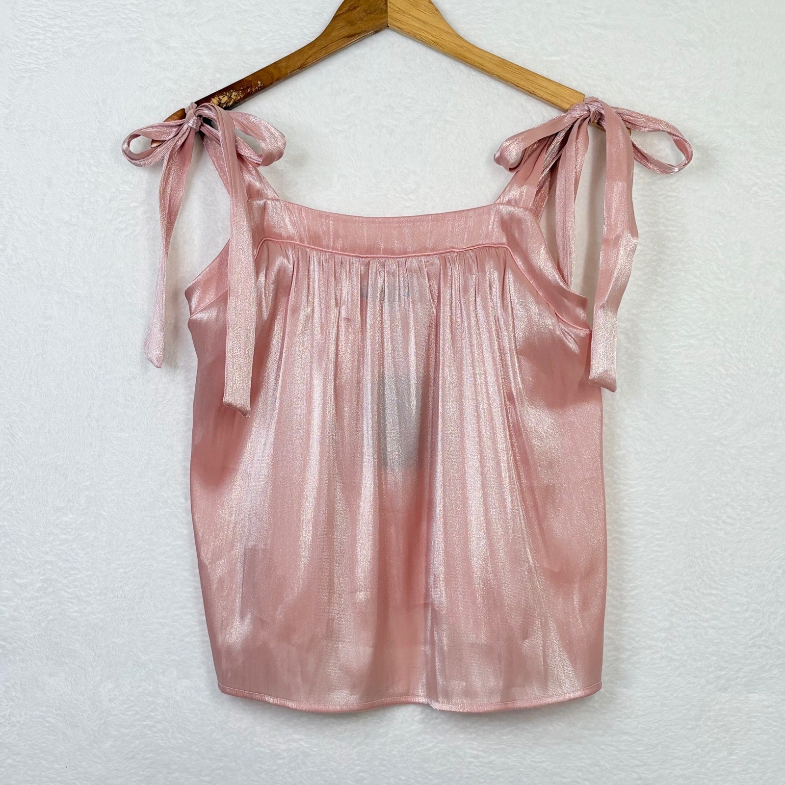Loungeable Pink Metallic Shimmer Tie Shoulder Camisole Top US 8 NEW