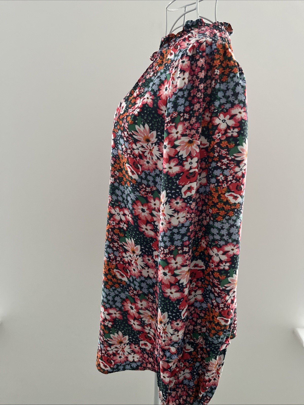 Long Sleeved Blouse M&S Pink Blue White Floral UK 10 Ladies